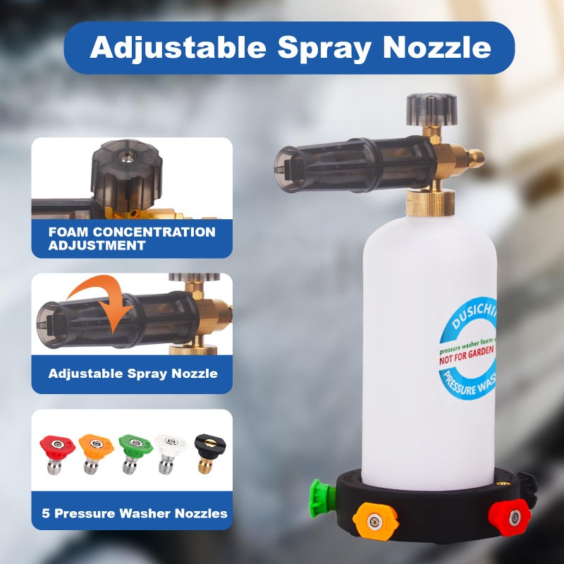 DUSICHIN DUS-018 Foam Cannon Lance Pressure Washer Nozzle Tip Spray Gun 3000 PSI Jet Wash Car Detailing - Image 2